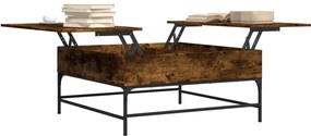 vidaXL Τραπεζάκι Σαλονιού Καπνιστή Δρυς 95x95x45 εκ. Επ. Ξύλο&amp;Μέταλλο
