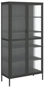 vidaXL Ψηλό Ντουλάπι Μαύρο 85 x 40 x 180 εκ. από Γυαλί και Ατσάλι