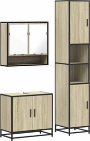 vidaXL Σετ Επίπλων Μπάνιου 3 Τεμαχίων Sonoma Δρυς Επεξεργασμένο Ξύλο