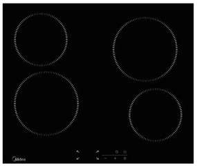 Midea MVC 602 Κεραμική Εστία 4 ζώνες , 5.5 x 59 x 52εκ. (Μαύρη χωρίς πλαίσιο)