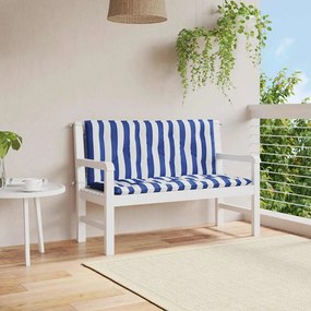 vidaXL Μαξιλάρια Πάγκου 2 τεμ. Μπλε & Λευκό Ριγέ 120x50x7εκ Υφασμάτινα