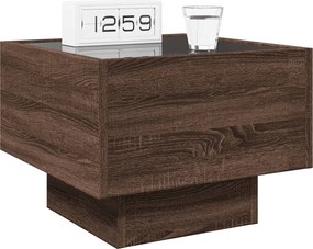 vidaXL Κομοδίνο Άπειρο Φως LED Καφέ Δρυς 40x40x30 εκ.