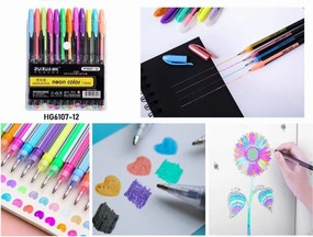 Στυλό Neon με Πολύχρωμο Mελάνι 12τμχ - Neon Color HG6107-12