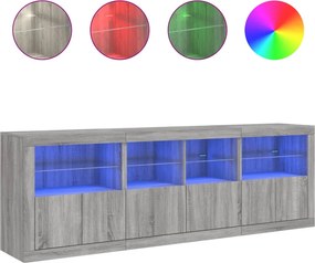 vidaXL Μπουφές με LED Γκρι Sonoma 202 x 37 x 67 εκ.