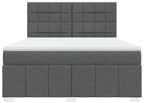 Κρεβάτι Boxspring με Στρώμα Σκούρο Γκρι 180x200 εκ Υφασμάτιν - Γκρι