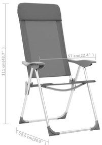 Καρέκλες Camping Πτυσσόμενες 4 τεμ. Γκρι από Αλουμίνιο - Γκρι