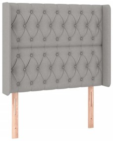 Κεφαλάρι Κρεβατιού LED Ανοιχτό Γκρι 93x16x118/128εκ. Υφασμάτινο - Γκρι