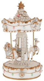 Διακοσμητικό Καρουζέλ Κουρδιστό Με Κίνηση & Μουσική 90502 14x14x25cm White-Gold