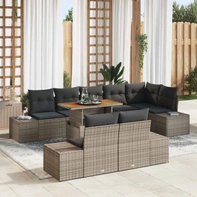 vidaXL Σετ Καναπέ Κήπου με αποθήκευση 9 pcs Γκρι Πολυ ράταν