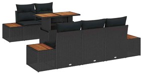 vidaXL Σέτ φαγητού για κήπο με μαξιλάρι 6 pcs Μαύρο και Καφέ