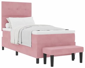 vidaXL Κρεβάτι με ελατήρια με στρώμα Ροζ 80 x 200 cm Βελούδο