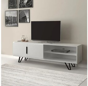 Έπιπλο τηλεόρασης Foot Megapap από μελαμίνη λευκό 160x35x49εκ. GP028-0033,3-GP028-0033,3-Λευκό GP028-0033,3