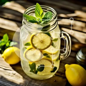 Σετ των 2 Intra Συλλεκτικό Ξύλινο Παζλ Plywood  4mm - Νόστιμο ρόφημα λεμονάδας και μέντας σε βάζο Mason Σε Ξύλινο Κουτί - Διαστάσεις: 10x10 cm – 25 κομμάτια