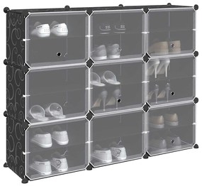 Κύβοι Αποθ. & Οργάνωσης με Πόρτες 9 τεμ. Μαύροι Πολυπρ/λένιο