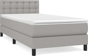 vidaXL Κρεβάτι Boxspring με Στρώμα Ανοιχτό Γκρι 90x190 εκ. Υφασμάτινο