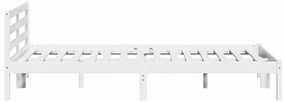 vidaXL Κρεβάτι με κεφαλάρι Λευκό 210 x 140 εκ Μασίφ ξύλο πεύκου