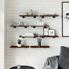 vidaXL Ράφια Τοίχου 8 τεμ. Καφέ Δρυς 40x20x1,5 εκ. από Επεξ. Ξύλο