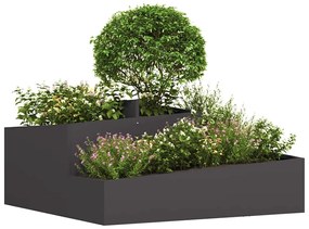vidaXL Γλάστρα Κήπου Μαύρο 100 x 100 x 50 cm Ατσάλι