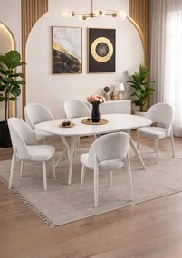 Stewehome Σετ Τραπεζαρίας Traverter Λευκό Μοντέρνο 170x90x75 cm