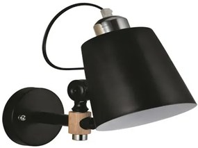 Φωτιστικό Τοίχου - Απλίκα YQ-4003 SAM BLACK METAL-WOOD WALL LAMP 1Z2 - 21W - 50W - 77-4497