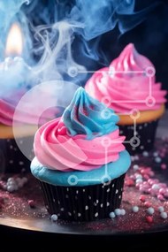 Intra Συλλεκτικό Ξύλινο Παζλ Plywood  4mm - Πολύχρωμα cupcakes στο πιάτο με κερί Σε Ξύλινο Κουτί - Διαστάσεις: 10x10 cm – 25 κομμάτια