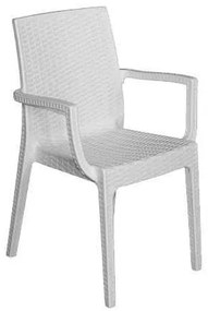Πολυθρόνα DAFNE Πλαστική Άσπρη (Rattan Look) 54x55x85cm
