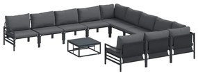 vidaXL Σετ Καναπέ Κήπου 12 pcs Ανθρακί Ατσάλι
