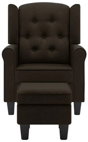 vidaXL Μπερζέρα Σκούρο Καφέ Υφασμάτινη με Υποπόδιο