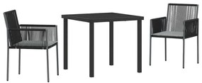 vidaXL Σέτ φαγητού για κήπο 3 pcs Μαύρο Ράτα PE