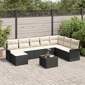 vidaXL Σετ Καναπέ Κήπου με μαξιλάρι 9 pcs Καφέ Πολυ ράταν