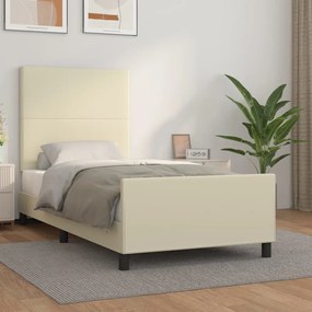 vidaXL Πλαίσιο Κρεβατιού με Κεφαλάρι Κρεμ 90x190 εκ. Συνθετικό Δέρμα