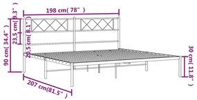 Πλαίσιο Κρεβατιού με Κεφαλάρι Λευκό 193 x 203 εκ. Μεταλλικό - Λευκό