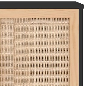vidaXL Ντουλάπι Μαύρο 105x30x60 εκ. από Μασίφ Πεύκο &amp; Φυσικό Ρατάν