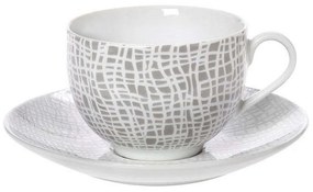 Φλυτζάνι Τσαγιού Με Πιατάκι Fashion 25.638.16 250ml White-Grey Cryspo Trio Πορσελάνη