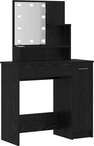 vidaXL Σετ Τραπέζι Μακιγιάζ LED 2 pcs Μαύρη Οξυά Επεξεργασμένο ξύλο