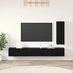 vidaXL Σετ επίπλου τηλεόρασης 4 pcs Μαύρη Οξυά Επεξεργασμένο ξύλο