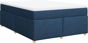 vidaXL Κρεβάτι Boxspring με Στρώμα Μπλε 160x200 εκ. Υφασμάτινο