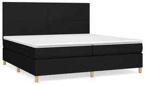 vidaXL Κρεβάτι Boxspring με Στρώμα Μαύρο 200x200 εκ. Υφασμάτινο