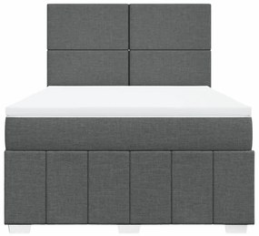 Κρεβάτι Boxspring με Στρώμα Σκούρο Γκρι 140x200 εκ Υφασμάτινο - Γκρι