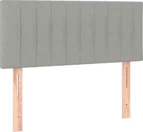 vidaXL Κρεβάτι Boxspring με Στρώμα Ανοιχτό Γκρι 90x190 εκ. Υφασμάτινο