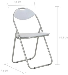 Καρέκλες Τραπεζαρίας Πτυσσόμενες 2 τεμ. Λευκές Συνθετικό Δέρμα - Λευκό