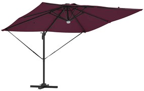 vidaXL Ρώμη Ομπρέλα με φώτα λωρίδας LED Κόκκινο 286 x 285 x 270 εκ