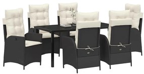 vidaXL Σέτ φαγητού για κήπο 7 pcs Μαύρο συνθετικό ρατάν