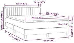 Κρεβάτι Boxspring με Στρώμα Σκούρο Μπλε 160x210 εκ. Βελούδινο - Μπλε