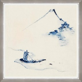 Κάδρο A Person In A Small Boat By Hokusai Fa13350 90X90Cm White-Blue Mindthegap Τετράγωνοι Ξύλο