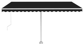 vidaXL Τέντα Συρόμενη Χειροκίνητη με LED Ανθρακί 400 x 350 εκ.