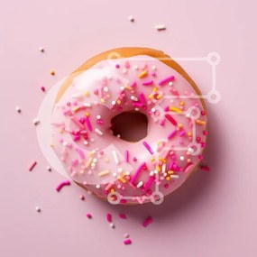 Σετ των 2 Intra Συλλεκτικό Ξύλινο Παζλ Plywood 4mm - Ροζ παγωμένο ντόνατ με ψεκασμούς σε ροζ φόντο Σε Ξύλινο Κουτί - Διαστάσεις: 10x10 cm – 25 κομμάτια