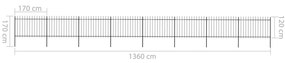 vidaXL Κάγκελα Περίφραξης με Λόγχες Μαύρα 13,6 x 1,2 μ. από Χάλυβα