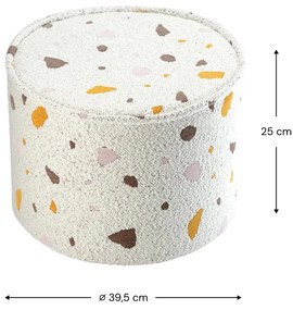 Terrazzo Πουφ Σκαμπο Υφασμα Μπουκλε / Σενιλ Υπόλευκο