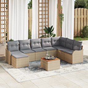 vidaXL Σετ Καναπέ Κήπου 9 pcs Beige, ανοιχτό γκρι Μεγάλο